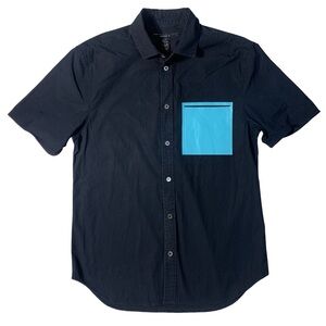 Marc by Marc Jacobs Black SS Button Down Blue Pocket Shirt Mens M